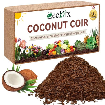 Organic Coco Coir Brick, Premium Coconut Coir for Plants, 1 Pack | 100% Coconut Fiber, Low EC & pH Balance Seed Starter Potting Soil for Plants, Herbs Houseplants Bonsai Vegetables Flowers