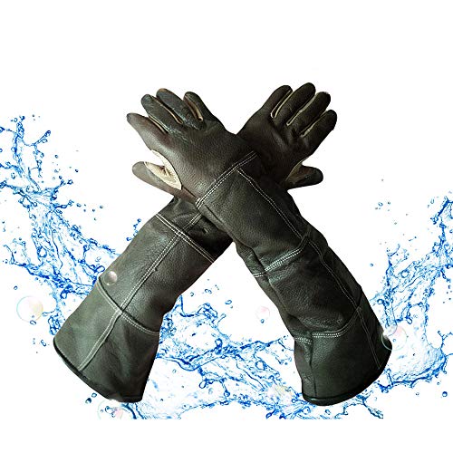 YBB Waterproof Animal Handling Gloves, Anti-Scratch/Bite Protective Long Gloves for Pet Cat Bathing Dog Bird(M) - color: Palm Width 5" for Men