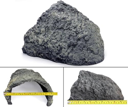 Rock Cave Habitat Hidden for Reptile and Amphibians.Terrarium & Aquarium Decor, Reptile hideout Hide Cave, Perfect for Bearded Dragons,Lizards,Snakes,Turtles,Geckos,Tortoises,Small Animals -Large Size - style: Extra Large Size ( Grey )