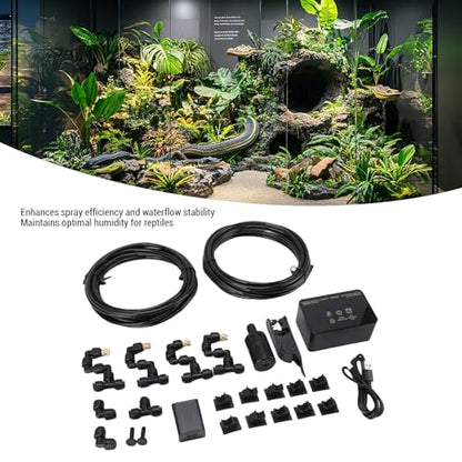 Luocute Reptile System, Automatic Terrariums Misting System with Timer and Copper Nozzles, Suitable for Rainforest Plants Amphibian (US Plug 110-240V)