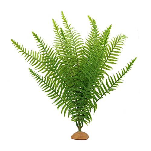 JIHAQUA Fake Fern Plants, Plastic Reptile Terrarium Decor | Reptiles Amphibians Tank Accessories, For Crested Gecko Leopard Lizard Chameleon, Fern-L