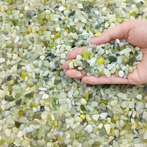 FANTIAN 2 lbs Jade Rocks for Plants Indoor, 1/4 inch Small Pebbles for Plants, Decorative Rocks for Succulents Cactus Vases Landscaping Drainage and Outdoor Garden Rocks - size: 2 pounds, style: Jade