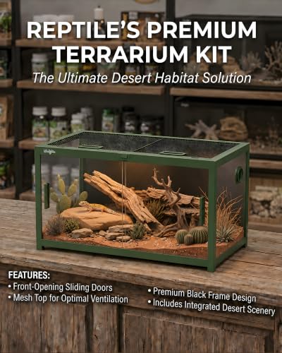 48 Gallon Reptile Tank, Gecko Reptile Enclosure Front Sliding Door | Stackable ventilation Gecko reptile terrariums Tank anti-escape locks and no-fingerprint handles humidification atomization - color: Green, size: 48 Gallon