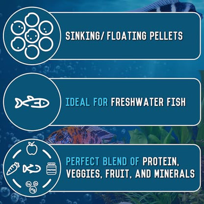 RON'S CICHLIDS African Cichlid Fish Food, Premium Tropical Fish Food Pellets with Protein, Veggies & Fruits for Healthier, Brighter & Bigger Tropical Fish & Cleaner Tanks, Juvie Blend, 3 LB - size: 3 Pound (Pack of 1)