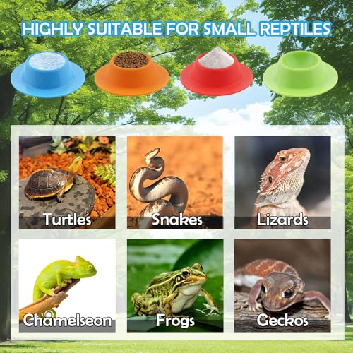 4 Pack Gecko Calcium Dish Small Reptile Food and Water Bowl Silicone Shallow Feeder for Reptile Lizard Gecko Frog Snake Turtle