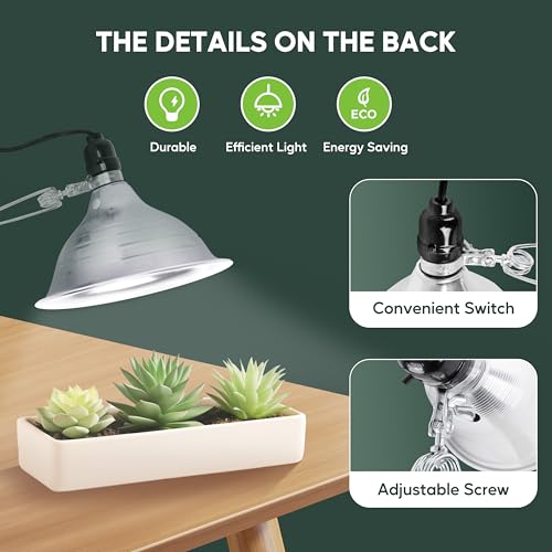 HealSmart 8.5" Clamp Light Socket, 150-Watt Maximum with 6 Feet 18/2 SPT-2 Cord, Aluminum Reflector E26 (no Bulb Included), for Reptiles and Plants Growing, 1-Pack - size: 8.5 Inch (150 Watts), style: 1-Pack