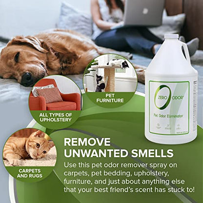 Zero Odor Pet Odor Eliminator Refill for Cat & Dog Urine, Carpet, 128 oz | Enzyme free, Urine Smell Eliminator for Pet Beds, Litter Areas & Furniture – No Lasting Scent, Sprayer not Included - size: 128 Fl Oz (Pack of 1)