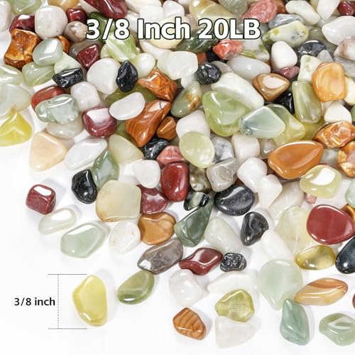 20 lbs Stones for Plants,3/8 Inch Succulent Rocks,Small Pebbles for Plants,Suitable for Vases, Cactus Potted Plants, Fish Tanks,Fountain - color: Mixed Color, size: 3/8 Inch 20 LB