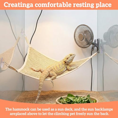 2Pcs Bearded Dragon Hammock, Breathable Straw-Woven Reptile Hammock Lizard Tank Accessories, Triangle Geckos Hammocks for Bearded Dragons, Snakes, and Axolotls, Perfect Beard Dragon Tank Accessories