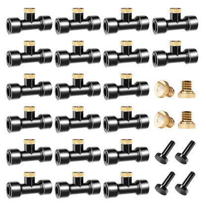 Misting Nozzles Kit Include 24 Pcs Misting nozzle 20 Pcs Misting 4 Pcs Plug nozzle tees for Outdoor Spray Cooling System (48 Pieces) - size: 48