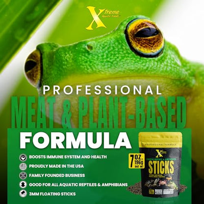 Xtreme Aquatic Reptile & Turtle 3mm Floating Food Sticks (7oz) | For turtles, newts, frogs, axolotls and reptiles; floating high-protein sticks support growth and vitality - USA Farm Grown - size: 7 Ounce (Pack of 1)