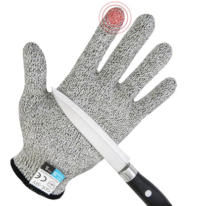 Level 5 Cut Resistant Gloves, Touch-Screen Compatible, Cut Resistant Gloves Food Grade For Oyster Shucking, Meat Cutting, Mandoline Slicer, Knife Handling, Wood Carving (Grey, S) - color: Grey, size: Small