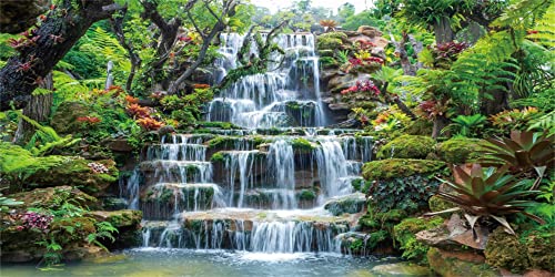 36x20 inches Waterfall Aquarium Backdrop Plants Reptile Habitat Background | AWERT Forest Park Green Tropical Plants Fish Tank Background Vinyl - size: 36x20in/90x50cm