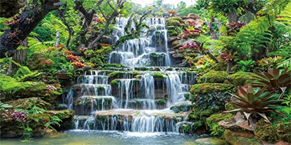 48x24 inches Waterfall Aquarium Backdrop Plants Reptile Habitat Background | AWERT Forest Park Green Tropical Plants Fish Tank Background Vinyl - size: 48x24in/120x60cm