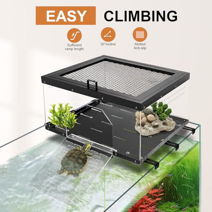 Turtle Basking Platform for Aquatic Turtles, Turtle Platform for Aquarium Fits 18-22 Inchs with Docks, Terrace, Turtle Ramp, Turtle Tank Accessories
