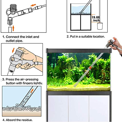 Aquarium Gravel Cleaner Siphon Fish Tank Vacuum Cleaner for Absorb Dirt Wash Sand Algae Scrapers Water Changer Gravel Washer for Fish Tank Cleaning Gravel and Sand (Normal Version) - size: 5 Piece Set