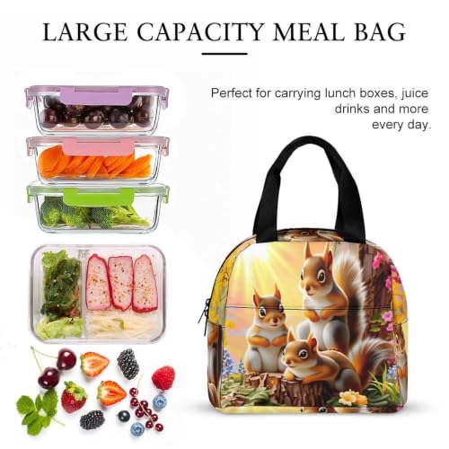 Sunny Garden Squirrel Lunch Bag for Women Men | Insulated Lunch Box Leakproof Food Meal Containers Reusable Foldable 6L Capacity Lunch Tote Bags for Work Picnic Travel - color: style-19