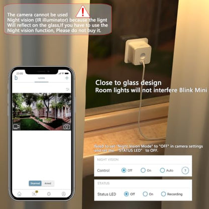 Window Mount for Blink Mini 2K+ / Mini Indoor Camera | Blink Camera Window Mount for Indoor/Outdoor Monitoring , No Reflection , No-Drill , Through Glass Use Blink Indoor Camera