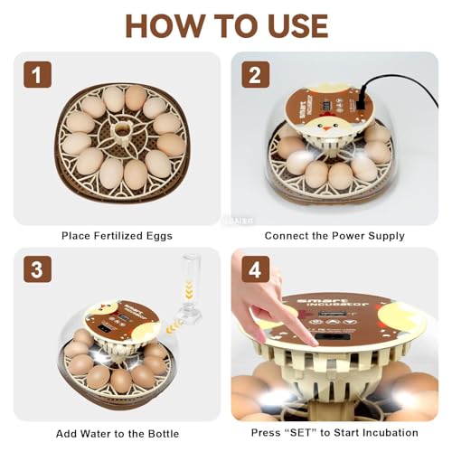 Series I-Automatic 12-Egg Incubator for Beginners, Auto Egg Turn, Steady Self-Regulating Humidity & Consistent Temperature Control for Hatching Chicken, Goose, Duck, Quail, Pigeon(12-Egg-Brown) - size: 12-Egg-Brown