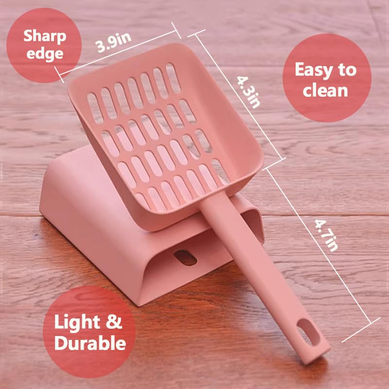2 in 1 Cat Litter Scoop with Holder Stand Cat Stuff Cat Scooper for Litter Box Cat Accessories Cat Supplies Kitty Pink - color: L-Pink