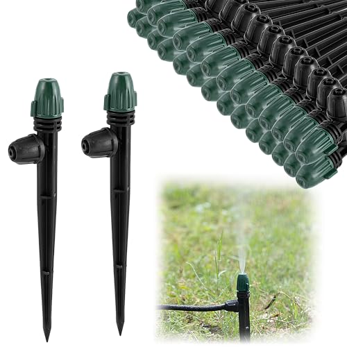 30 Pcs Irrigation Misters Emitters for 1/4" Drip Tubing | Adjustable 360° Automatic Atomizing Nozzles on 6.3" Arrow Stake,Micro Spray Irrigation Kits for Patio Misting Watering System - style: 30Pcs Misters