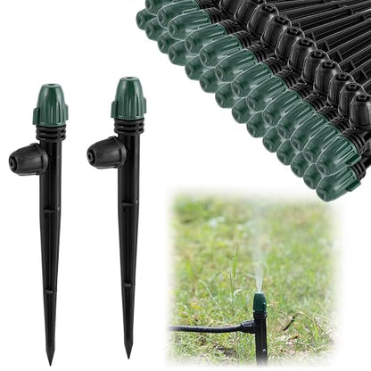 30 Pcs Irrigation Misters Emitters for 1/4" Drip Tubing | Adjustable 360° Automatic Atomizing Nozzles on 6.3" Arrow Stake,Micro Spray Irrigation Kits for Patio Misting Watering System - style: 30Pcs Misters