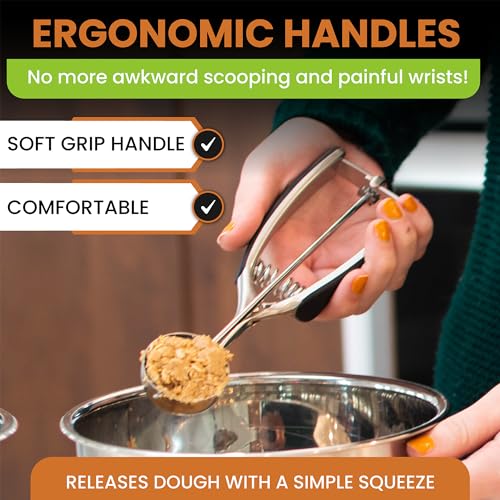 Spring Chef Medium Stainless Steel Cookie Scoop, #40, 1.7 Tablespoon, Black | Cookie Scooper for Baking, Melon Baller Scoop, Ice Cream Scooper with Trigger Release, Dishwasher Safe Cupcake Scoop - color: Black, size: #40 - Medium - 1.7 Tbsp