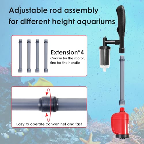 36W Electric Gravel Cleaner for Aquariums, Automatic Fish Tank Vacuum