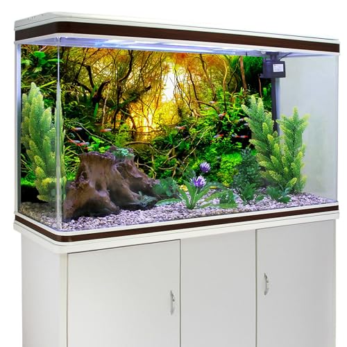 YongFoto Fish Tank Background 24x12 inch River Bed Waterweeds Moss Lake Aquatic Plant Undersea Tree Branch Backdrop Reptile Habitat Terrarium Aquarium Background - color: Green-1, size: 24x12in/60x30cm