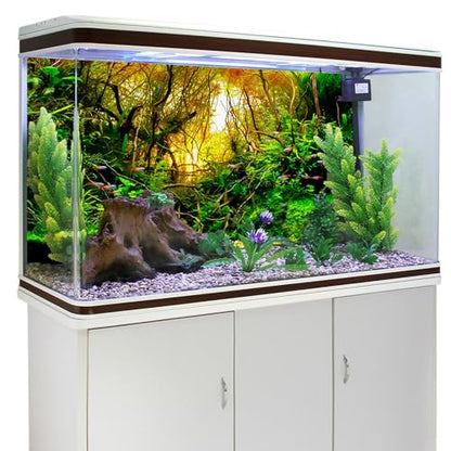 YongFoto Fish Tank Background 24x12 inch River Bed Waterweeds Moss Lake Aquatic Plant Undersea Tree Branch Backdrop Reptile Habitat Terrarium Aquarium Background - color: Green-1, size: 24x12in/60x30cm