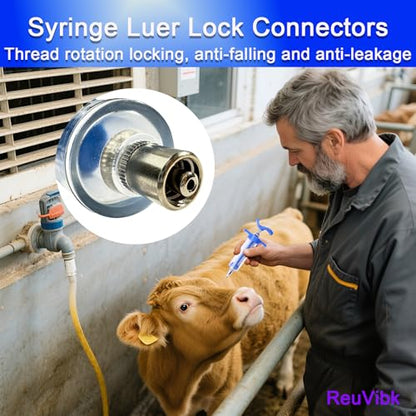 2Pcs 30ML Livestock Syringe, Reusable Adjustable Goat Drench Syringe, with 1 Drench Nozzle 10 Needles, Suitable for Medium And Large Poultry Such As Pigs, Sheep, Cattle, Horses, Etc - size: 30ML