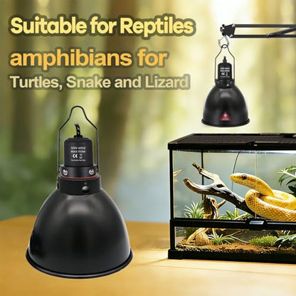 5.5in Deep Dome Reptile Lamp 150w,Dome Reptile Heat Lamp Fixture 150w with Switches Fit for Reptile Heat Bulb uvb，Reptile Heat Lamp Domee 150ww for Amphibian Reptile for Turtles Snake