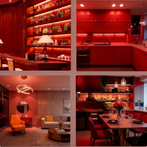 Ultra-Narrow 3mm USB COB LED Strip Lights Self-Adhesive, for Kitchen Cabinets, Bedroom, Gaming Desk (Red, 6t) - color: Red, size: 6ft