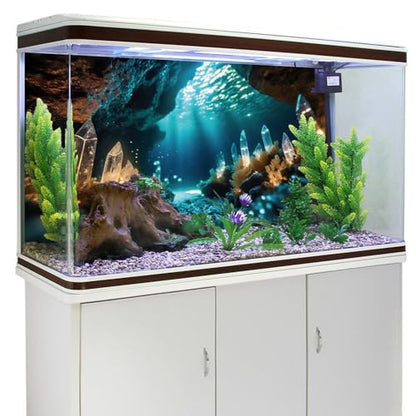 AWERT 48x18 inches Fantasy Garden Aquarium Background Under The Sea Background Sunshine Underwater Bubble Coral Rock Crystal Climbing Pet Background Decoration - size: 48x18in/120x45cm