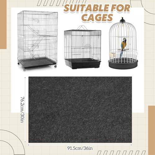 Nuanchu Large Bird Cage Mat, 30 x 36 Inch Under Pet Cage Mat, Absorbent/Waterproof Felt Pad for Bird Cages, Reptile Aquariums, Dog Kennels, with Non-Slip Backing for Hard Floors and Surfaces - size: 30"L x 36"W