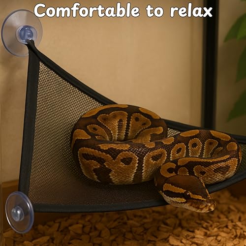 Snake Enrichment Toys Ball with Hammock, Snake Climbing Accessories and Hammock for Ball Python, Small Jungle Gym Ladder Toy, Reptiles Climbing Toy Hammocks, Snakes Tank Accessories (Black Ring, L) - color: Black Ring