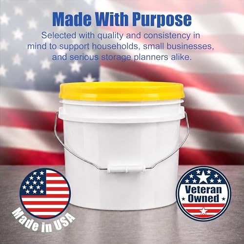 3.5 Gallon Bucket, Food-Grade w/Lid, BPA-Free, Yellow,3 Pack | Airtight Gamma Seal Screw-On Lid, Heavy-Duty 90 Mil HDPE Plastic, Food Safe and Durable Container, Bulk Storage, Made in USA - color: Yellow, size: 3 Packs