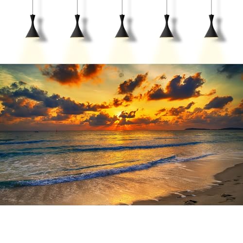 Sunset Tropical Beach Aquarium Background Sunrise Ocean Seashore Fish Tank Background Ocean Seascape Terrarium Backgrounds Sunset Over the Seacoast Sea Waves Sand Reptile Tank Backgrounds 24x12in - color: Dark Brown, size: 24(W)x12(H)inches/ 60(W)*30cm(H)