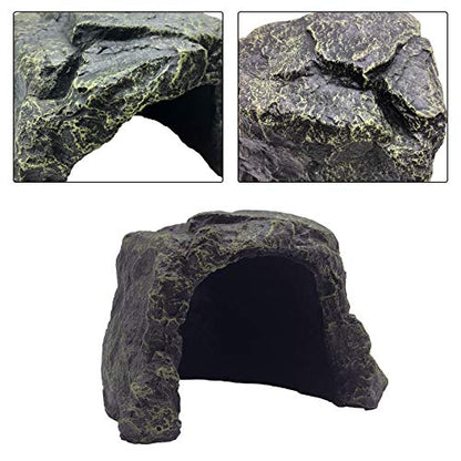 PINVNBY Large Reptile Hideout Cave,Resin Tortoise Hide Rock Turtle Hideaway House Lizard Box Shelter Habitat Decoration for Gecko Spiders Frogs Fish Turtles Hermit Crabs(3 Pcs)