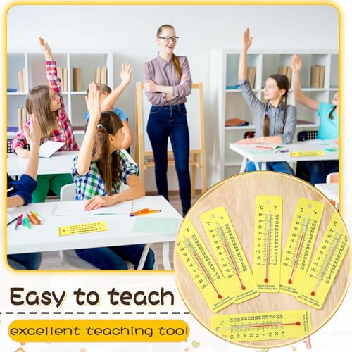 Maitys 10 Pcs Science Thermometers Mercury Free Student School Supplies Boiling Point Dual Scale Thermometers for Classroom Teaching Tools (Yellow) - color: Yellow