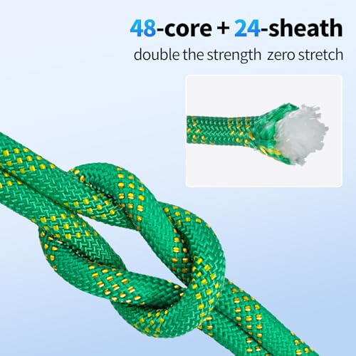 150Ft 1/2 Inch Heavy Duty Climbing Rope,Arborist Rope for Tree Pulling (Green) - size: 150ft-Green