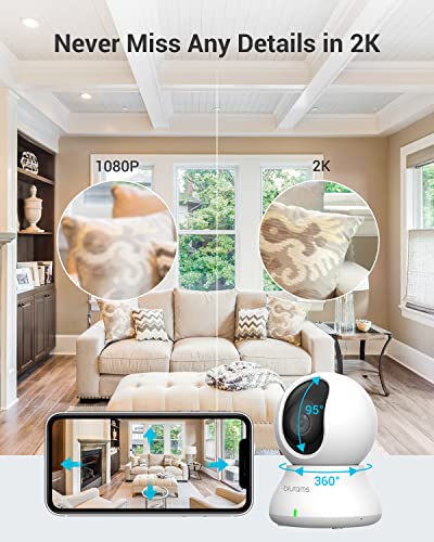 blurams Security Camera 2K, Baby Monitor Dog Camera 360-degree for Home Security (White-2Pack) - color: White-2Pack