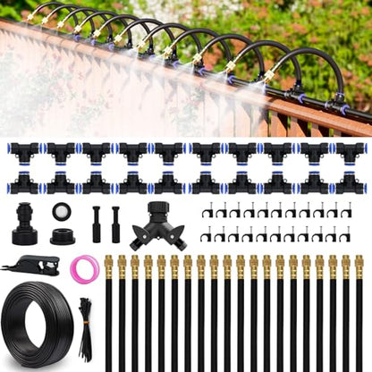 Drip Irrigation System Kit 100 FT with 32 Nozzles, 360° Adjustable Bendable Garden Watering Misting System for Greenhouse, Yard, Lawn, Plant, Garden, 5/16 inch Hose (OD: 8mm) - color: 100 ft hose (5/16 in OD, 8mm)