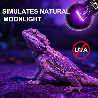 Reptile Night Heat Bulb, 100W Heating Lamp Bulbs Without UVA for Bearded Dragon, Lizard, Snake, Turtle, Chameleon - 2 Pack