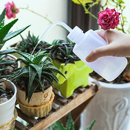 Oubest Squeeze Washing Bottle Succulent Watering Bottle 500ml Water Squirt Irrigation Squeeze Sprinkling Can Plastic Wash Plant 2pc - color: White, size: 500ml+500ml