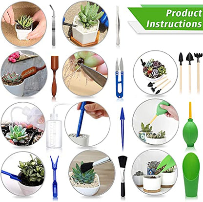 Succulent Tools, Mini Garden Tool Set, Transplanting Tools Set, Succulent Care kit for Succulent Miniature Gardening Plant, Multi, 13 Pcs | Ideal for Succulent Planting, Miniature Gardening and Indoor Bonsai Care - style: Green