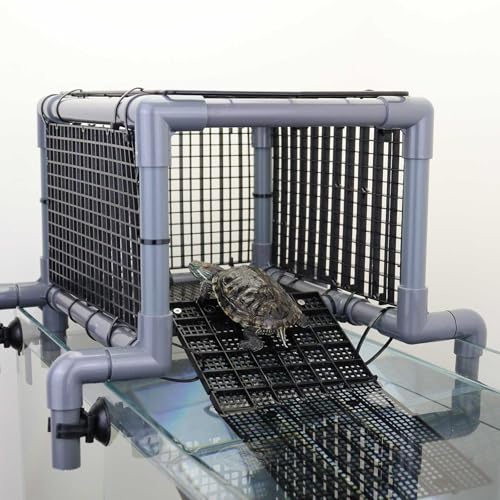 Above-Tank Turtle Basking Platform – Large Loft with Non-Slip Ramp & Drying Area for Aquatic Turtles, Sturdy Tank Topper Fits 20/25/29/55 Gal - size: Large (fits 12‑13 inch wide turtle tanks)