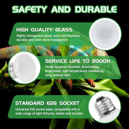 Reptile Heat Lamp Bulbs, UVA Reptile Heat Bulb 2 Pack, 25 Watt Heat Light Bulbs, Daylight Basking Spot Light for Lizard, Bearded Dragon, Snake, Gecko - color: 25*2