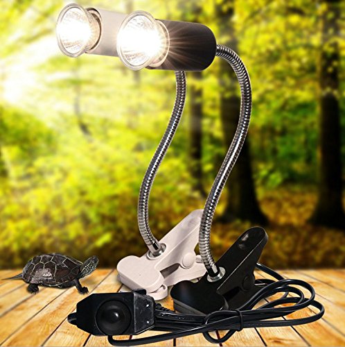 UVA/UVB Reptile Ceramic Heat Lamp - Pet Heating Bulb Holder Clamp - 110V-130V (White)