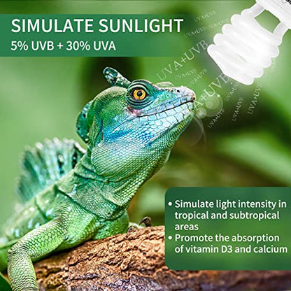 LUCKY HERP Reptile UVA UVB Light 5.0 26W Compact Fluorescent Tropical Terrarium Lamp - style: UVB5.0 26W